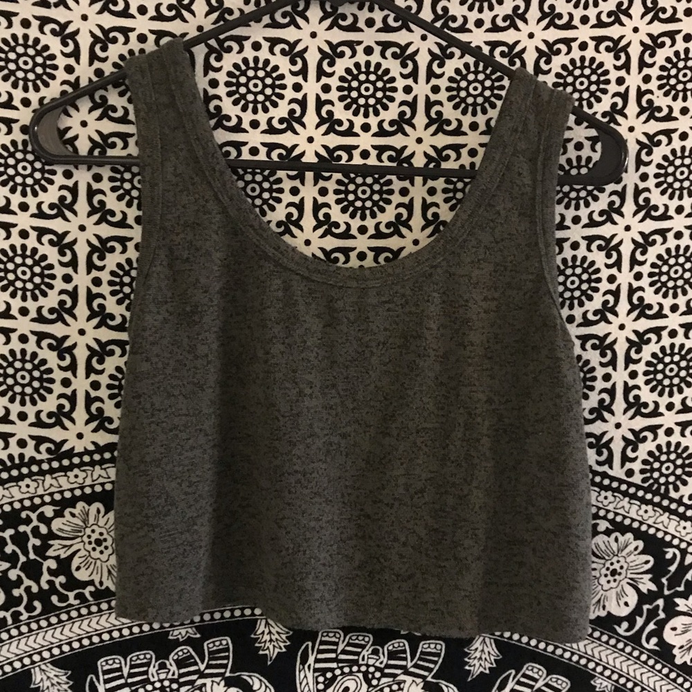 Gray heathered crop top tank top